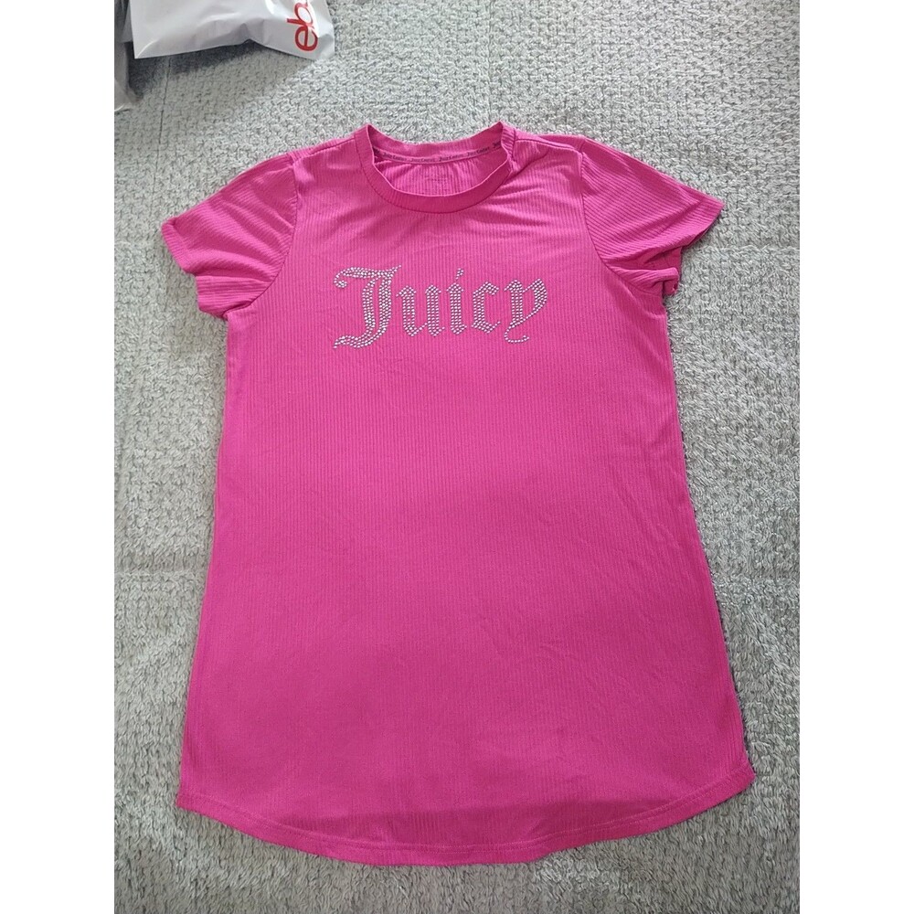 Juicy Rhinestone Logo Tshirt Pajama Pink Y2K Bling Large